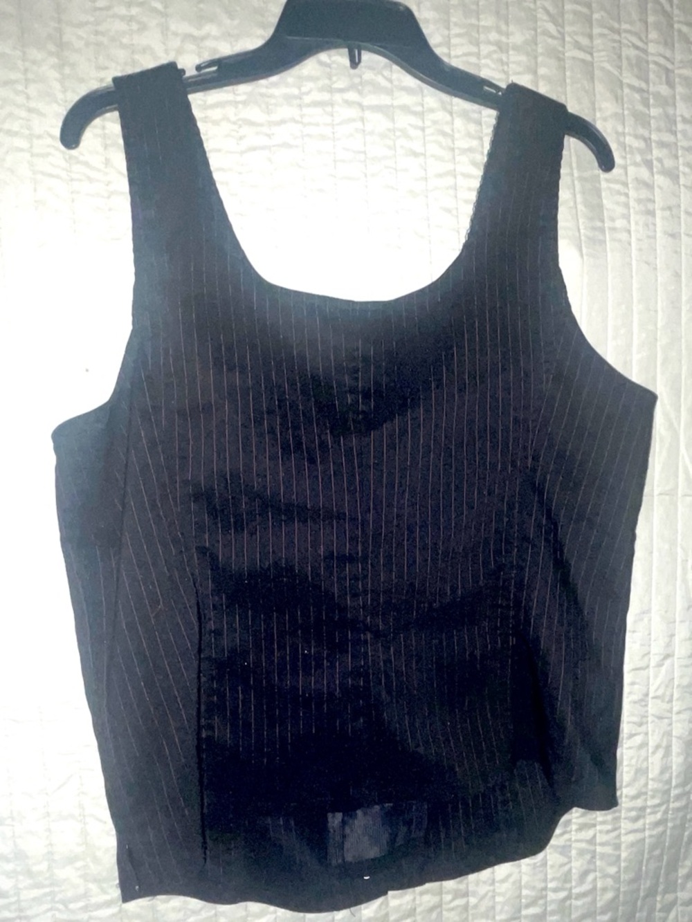 Torrid Black Pinstripe Tank with Pink Ribbon Detail - Picture 2 of 5